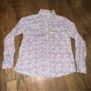 Girls Floral Wrangler Pearl Snap Shirt (Size Medium)